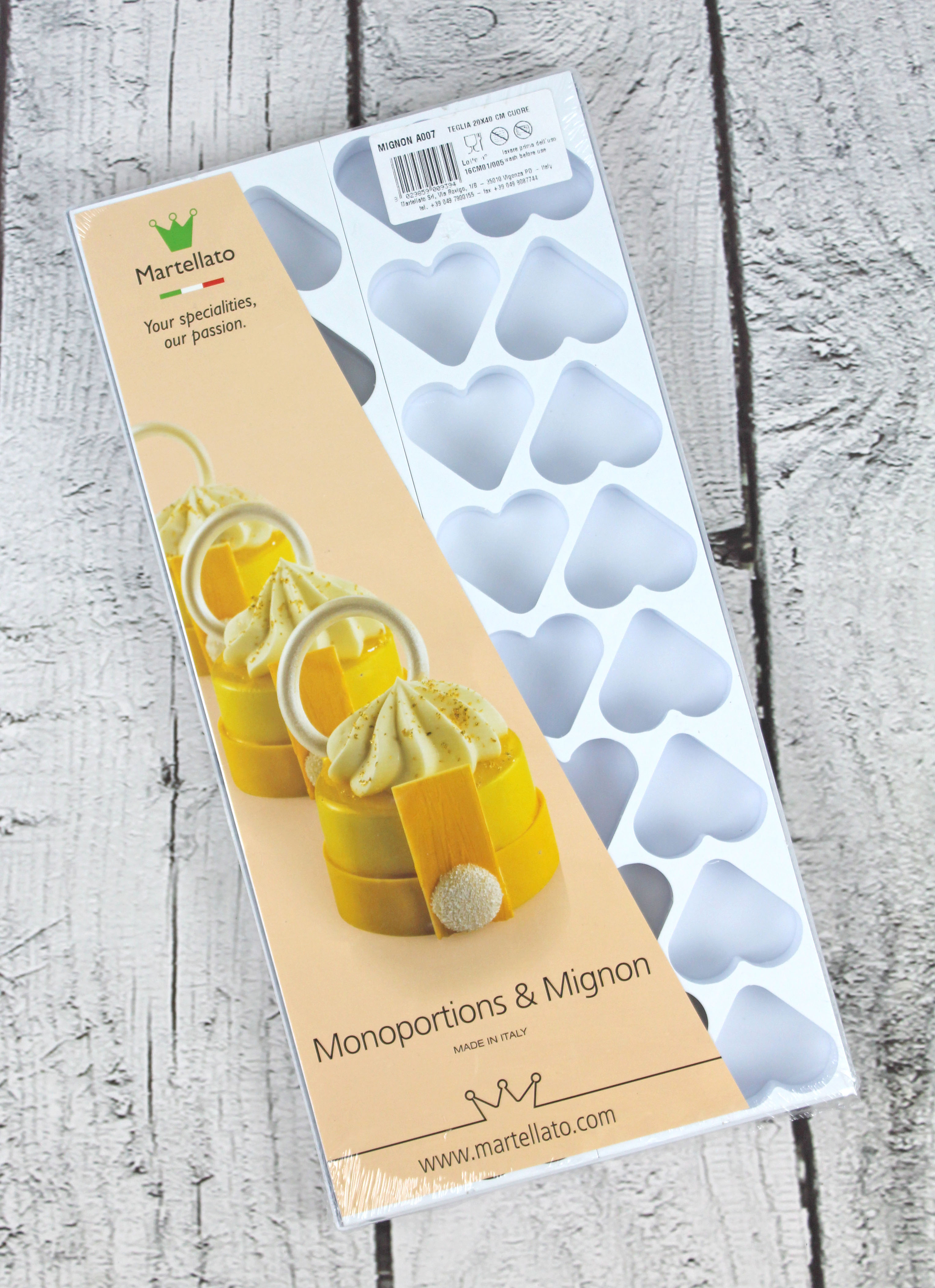 Dessertform Set Petit Fours Herz klein – Dekorbiskuit Formen von Martellato