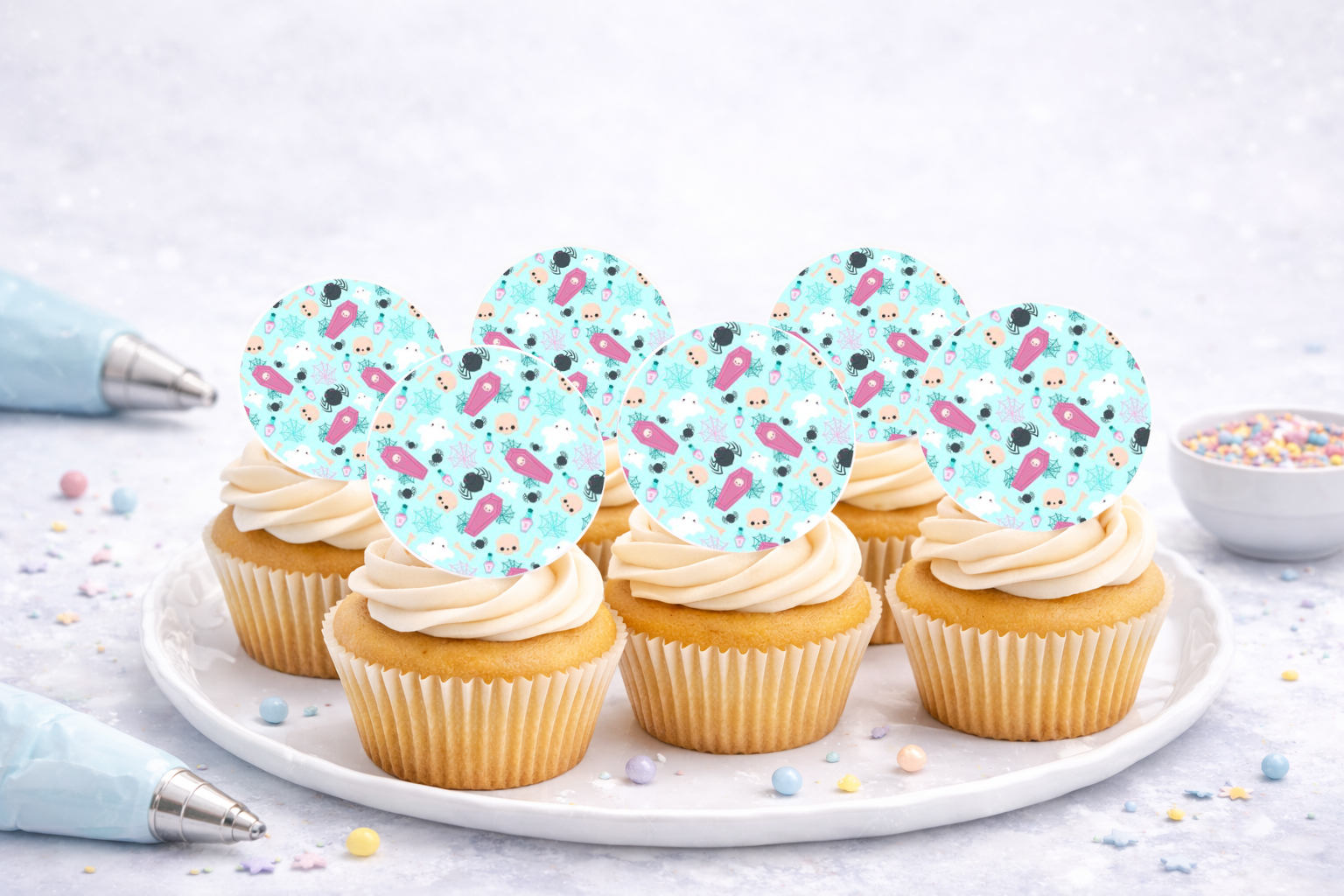 Essbare Muffinaufleger mit Halloween-Motiven für Cupcakes und Muffins