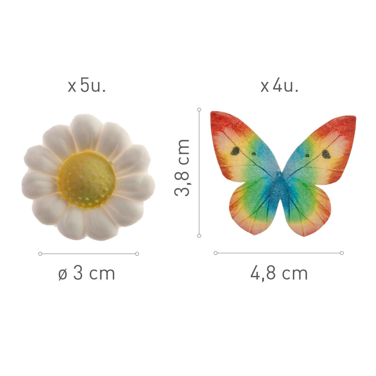 Zuckerblumen und Oblaten Schmetterlinge