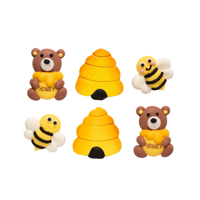 Zuckerdekoration Bienen & Bären – Handgemacht, 6-teilig