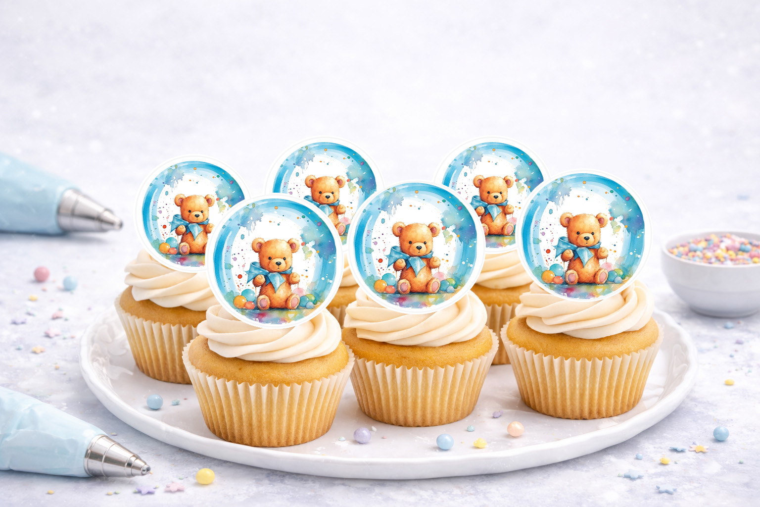 Essbare Muffinaufleger mit Bären-Motiv für Cupcakes und Muffins