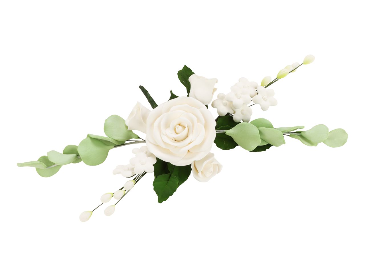 Feinzucker-Bouquet Rosen weiß – Zuckerblumen für Hochzeitstorten, 25 cm