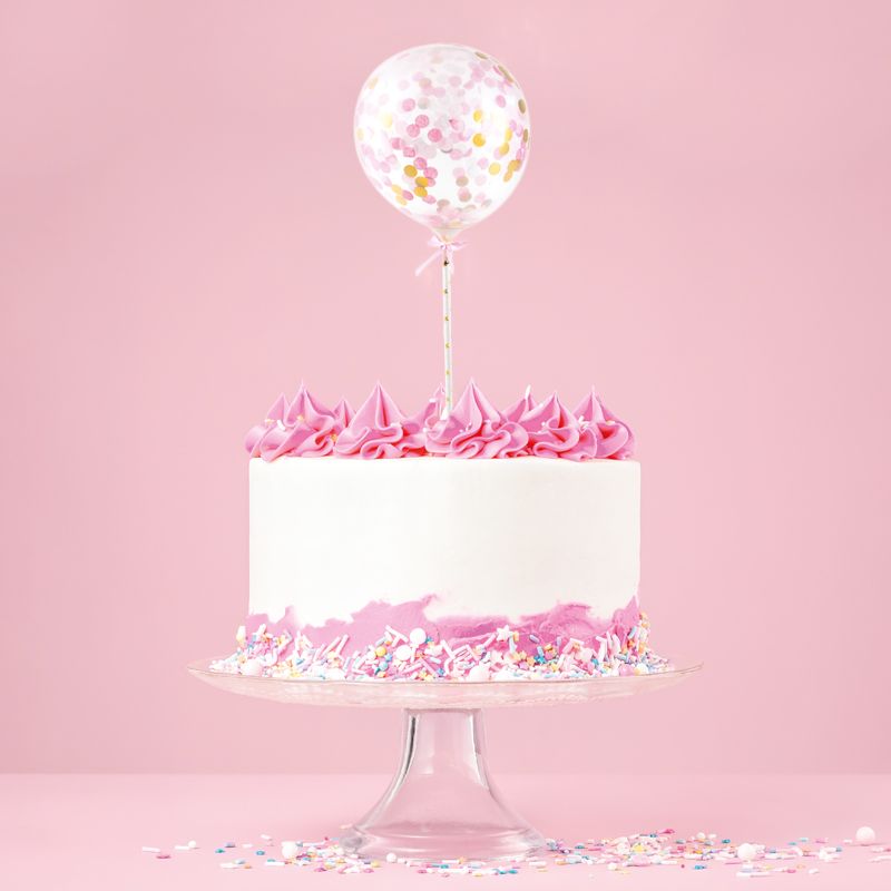 Cake Topper Ballons mit Konfetti 2 Stück – festliche Tortendeko für Geburtstag & Taufe