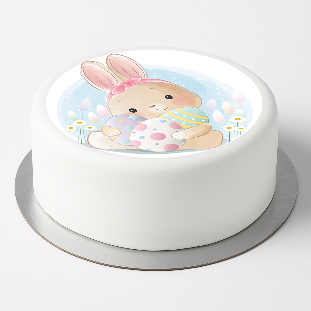 Tortenaufleger Ostern – Hase mit Ostereiern für Osterkuchen