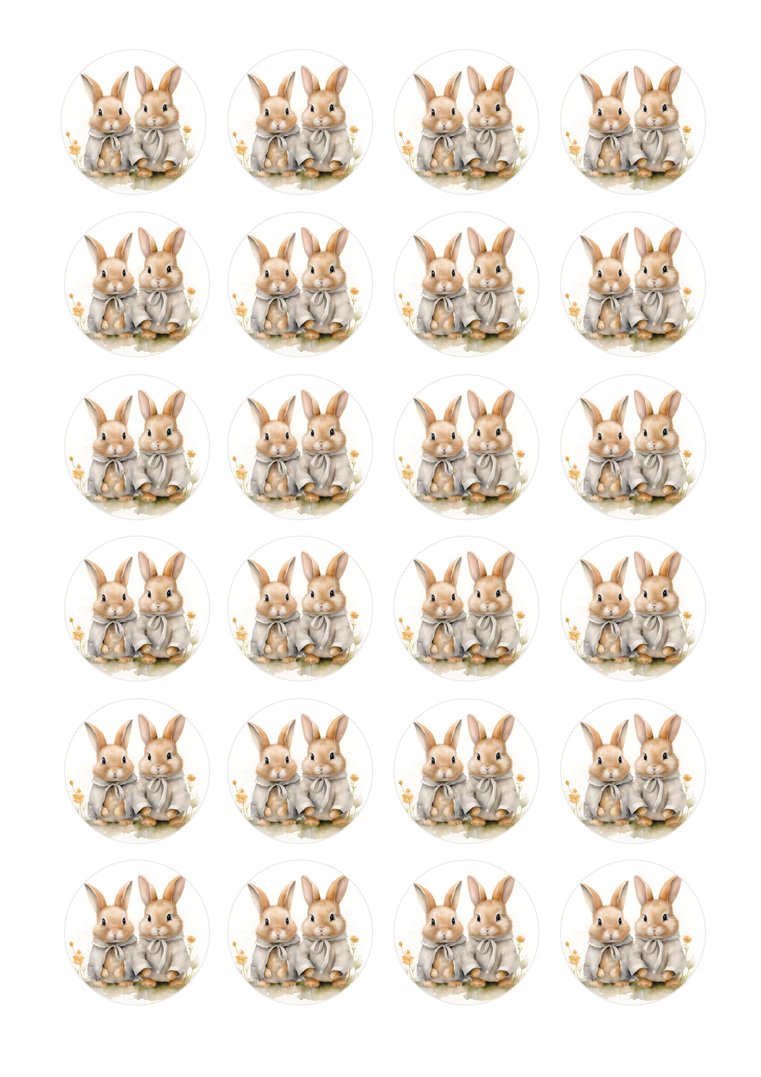 A4-Bogen essbare Muffinaufleger Hase Ostern aus Oblate Deluxe – zum Selbstausschneiden