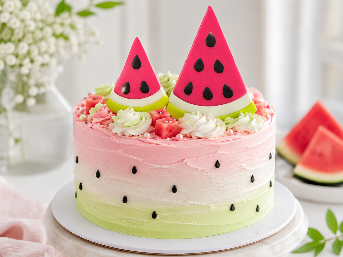Fondant-Wassermelonen – 2-teiliges Tortendeko-Set