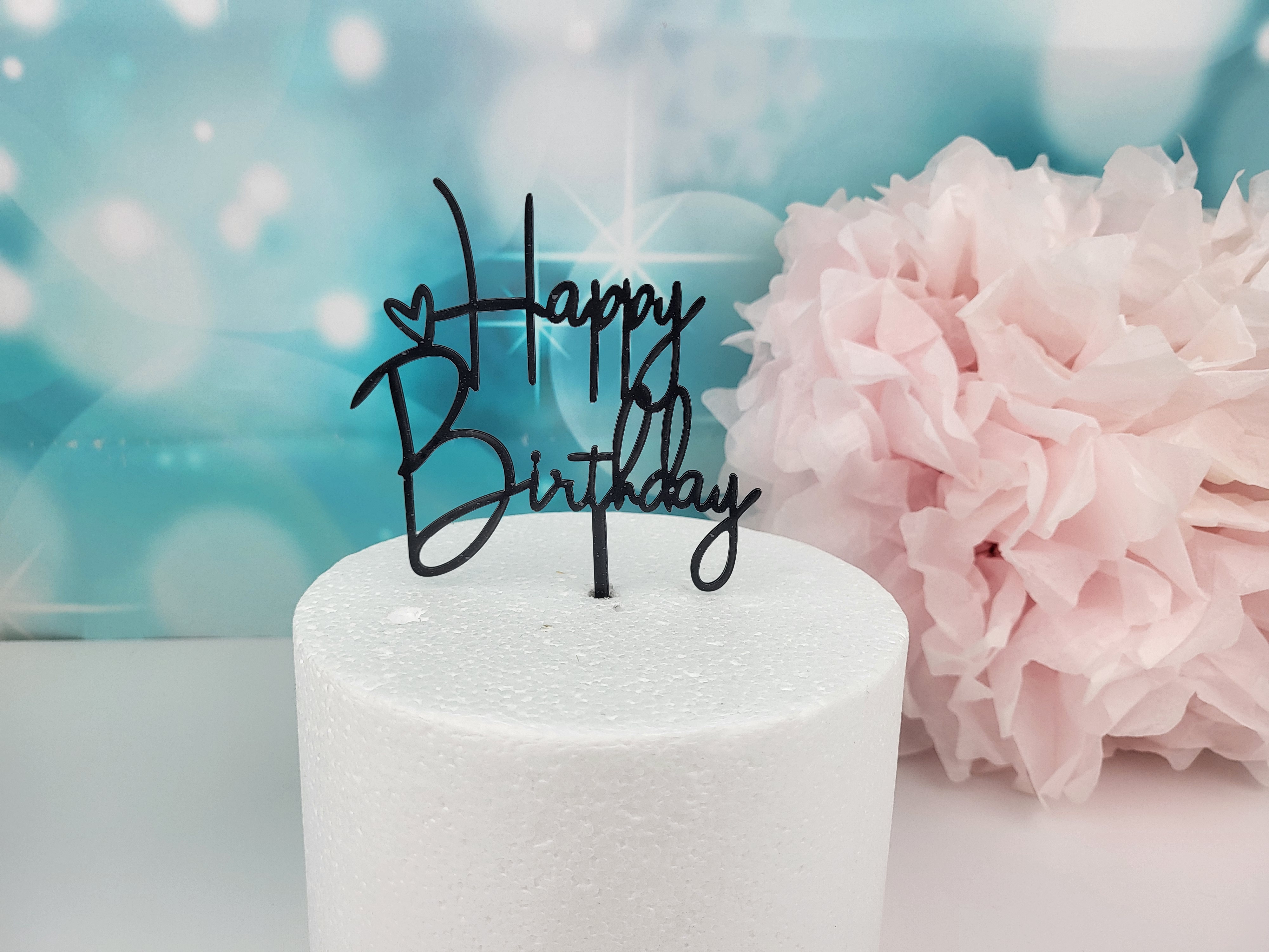 Cake Topper Happy Birthday  schwarz T2