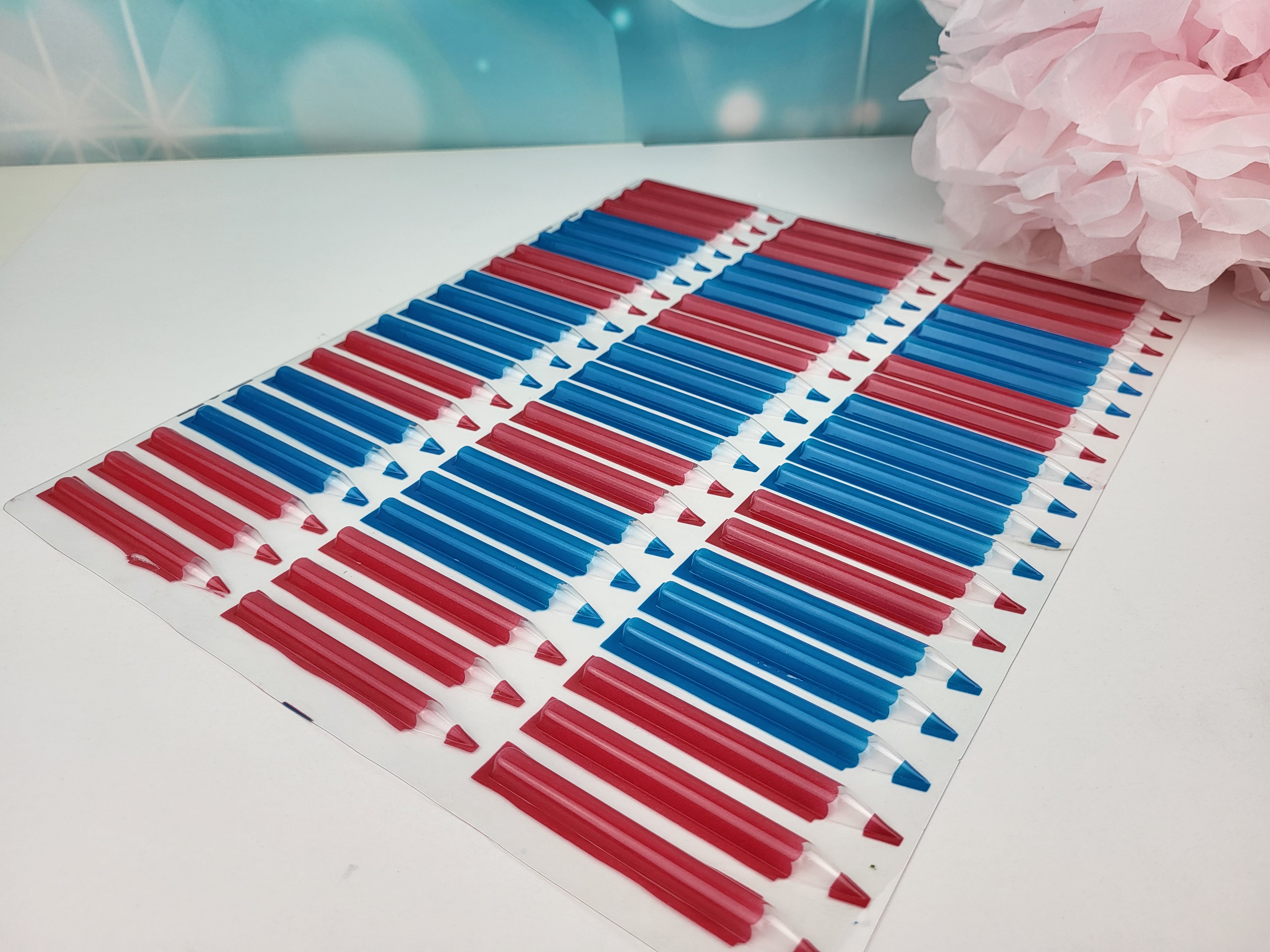 Gussform Buntstifte rot/blau