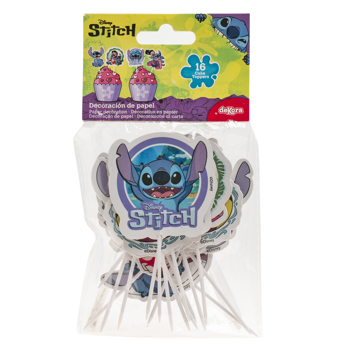 Cake Toppers „Stitch“ – 16-teiliges Set aus Papier