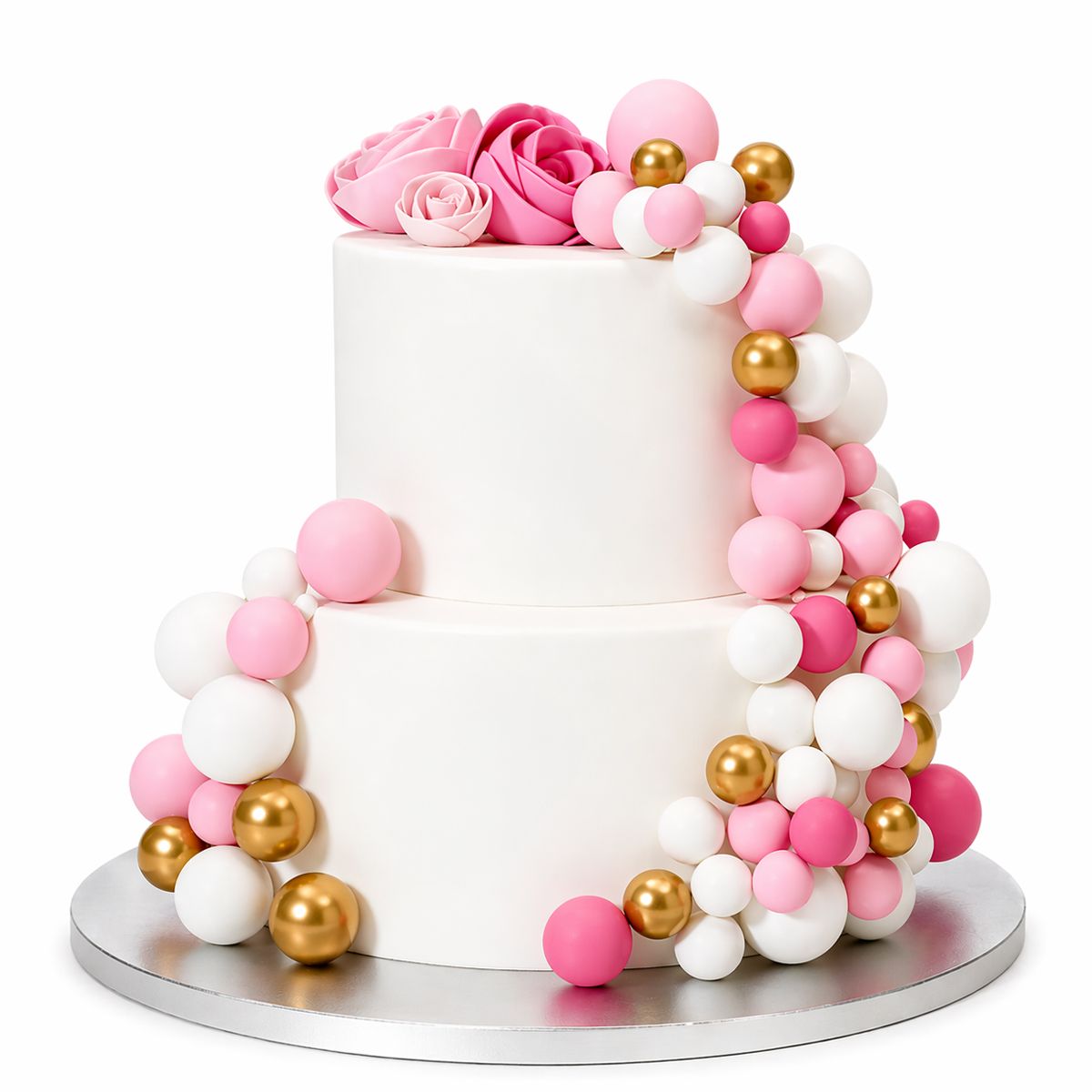Dekoball-Set Hot Pink Ombre & Gold – 32-teilig für Torten & Cake Topper