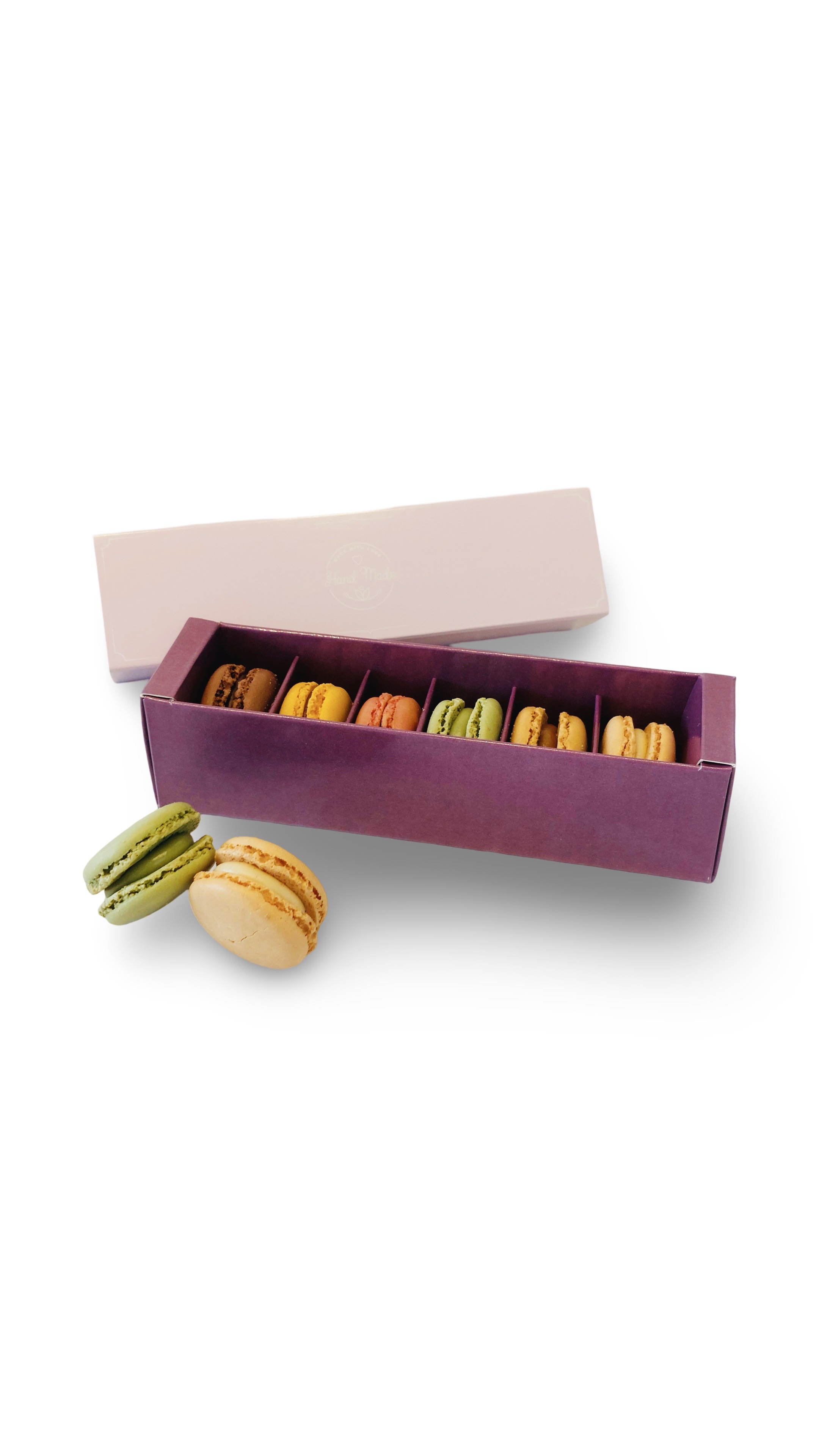 Macaronschachtel in Lila-Rosa – zum Aufschieben