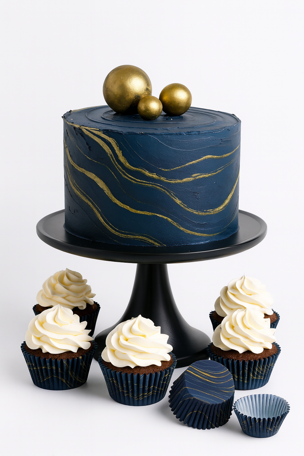 Muffinförmchen Schwarz-Gold Marmor | 50 Stück