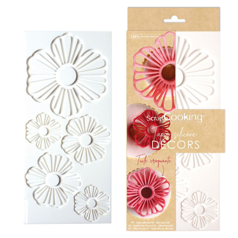 Silikon Reliefmatte Blumen – 28,3 × 13 cm Hippenmatte