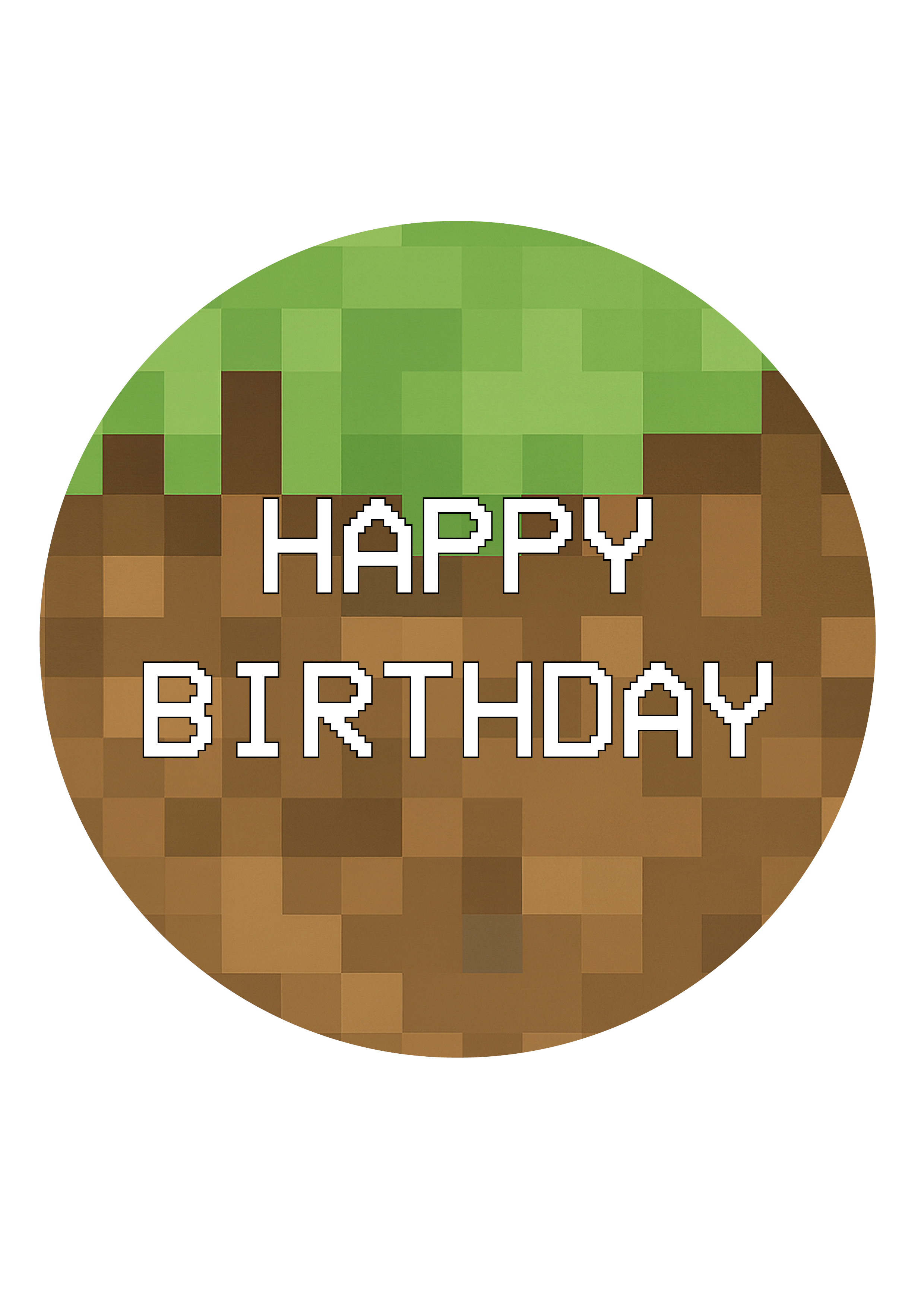 Essbarer Tortenaufleger Happy Birthday – Pixel Design – Minecraft