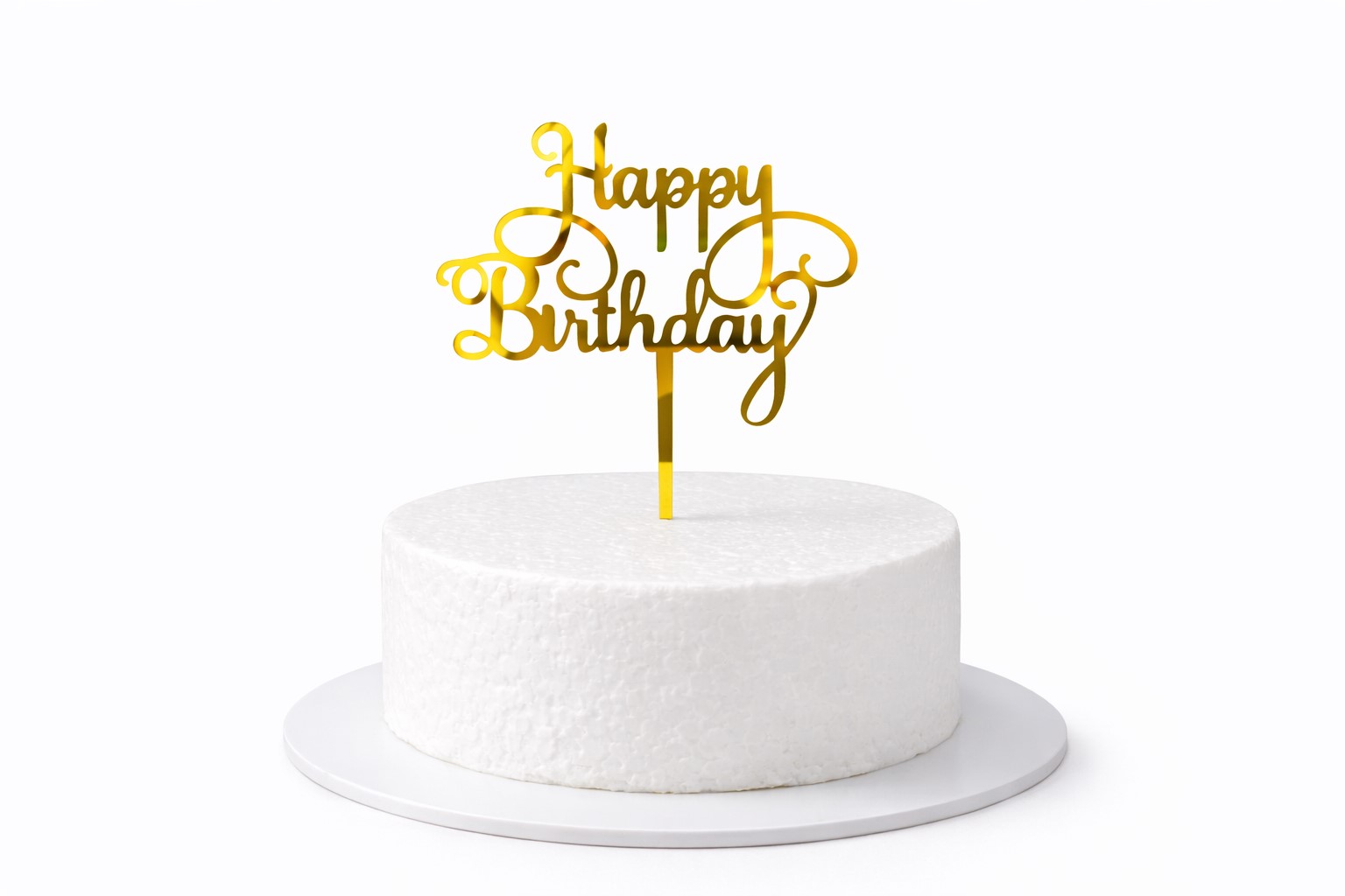 Tortentopper mit Happy Birthday Schriftzug in Gold für moderne Geburtstagstorte