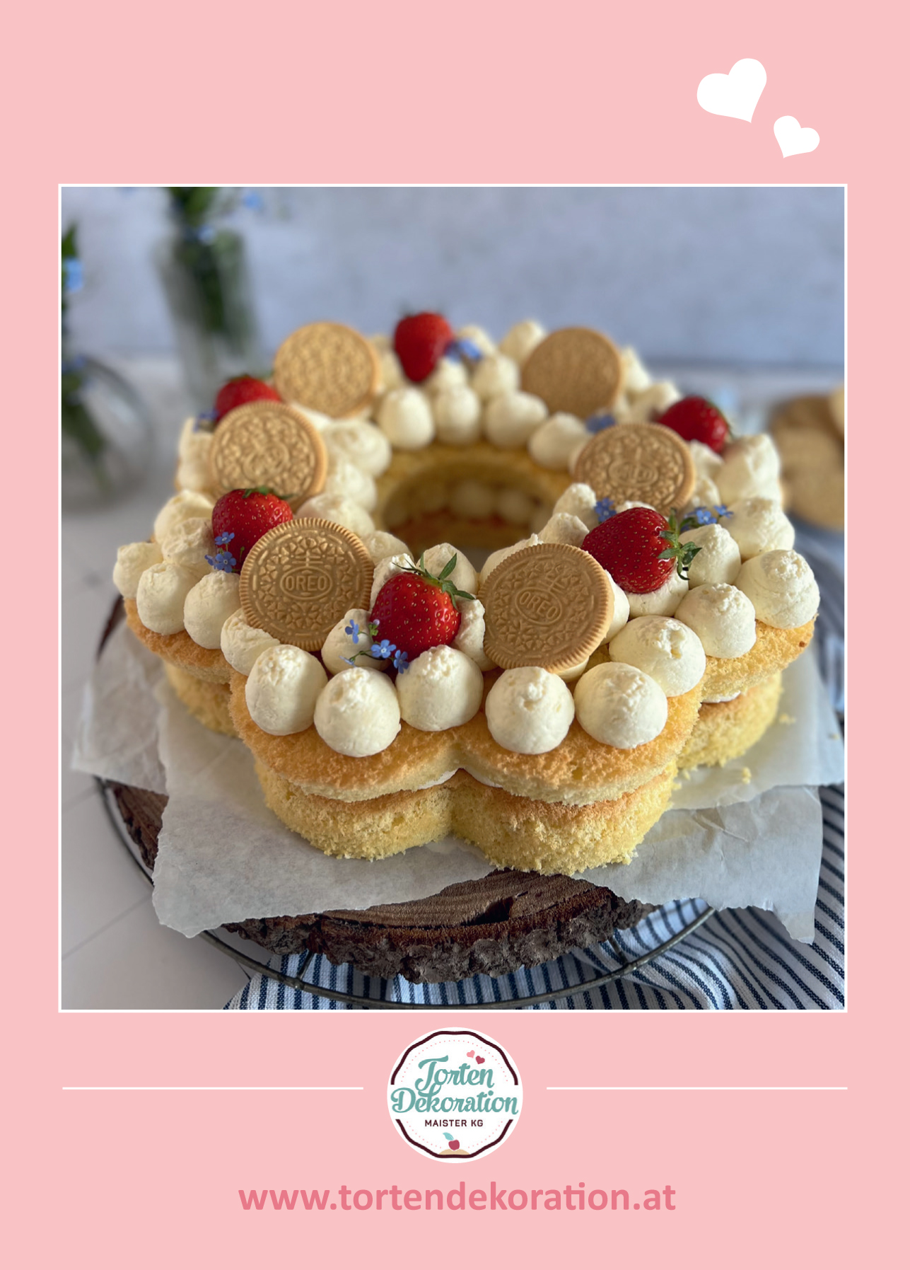 Rezeptkarte Erdbeer Oreo Blume