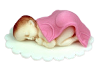 Zuckerfigur Baby mit rosa Deckchen handgemacht