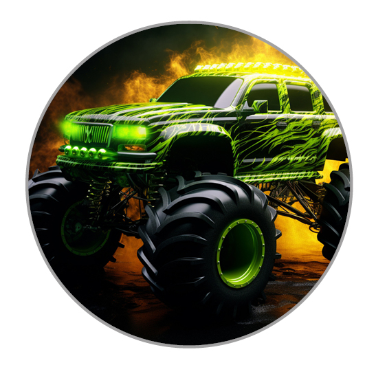 Essbare Muffinaufleger mit Monstertruck-Motiv für Cupcakes und Muffins