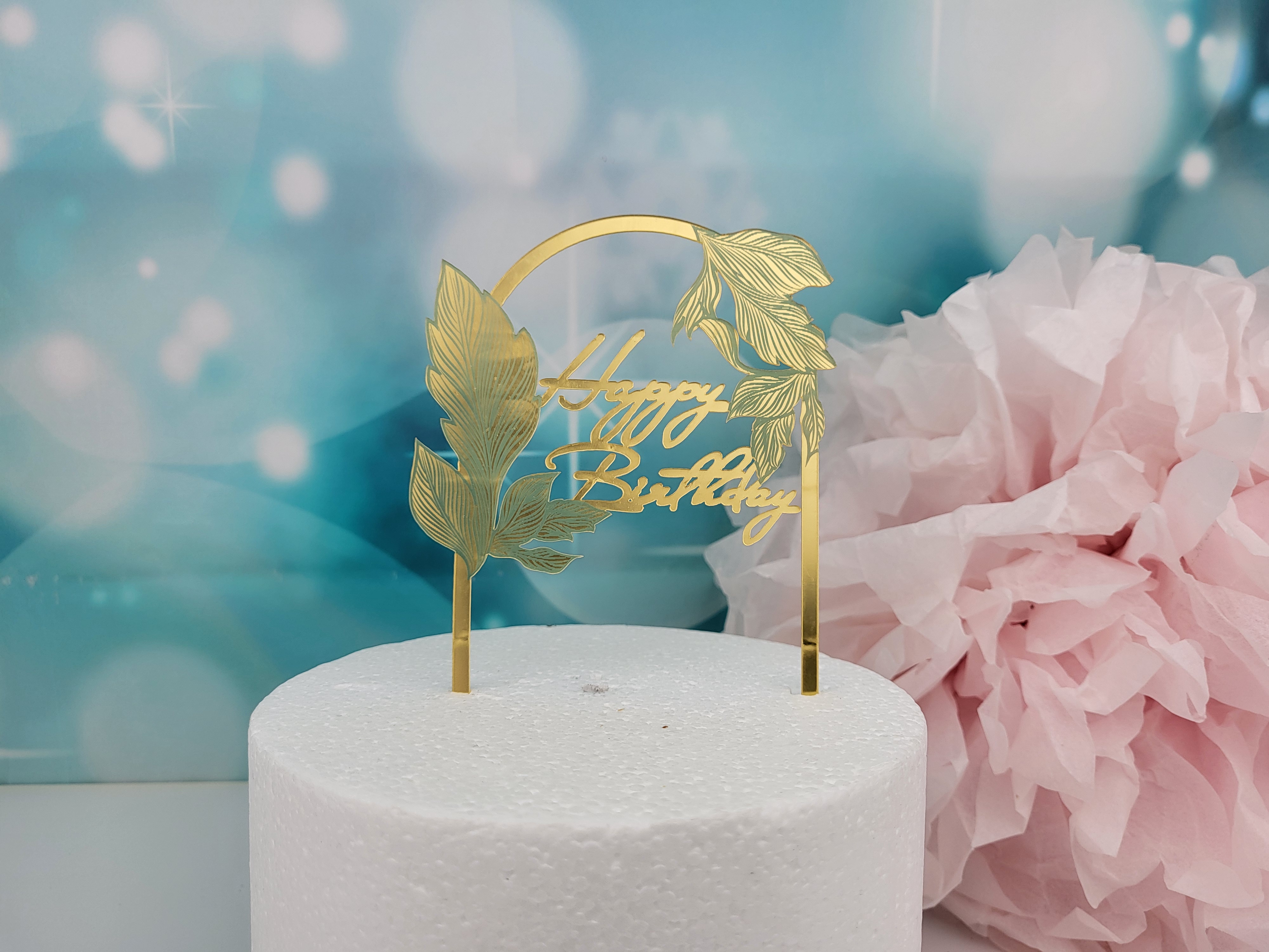 Cake Topper Happy Birthday  gold