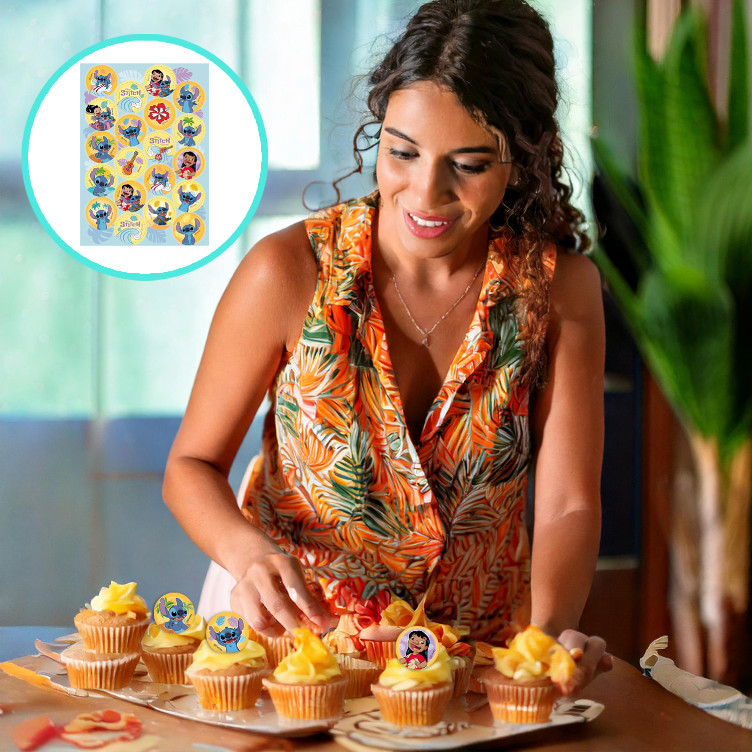 Oblaten Dekoration Stitch Muffins – Essbare Tortendeko, 3,4 cm