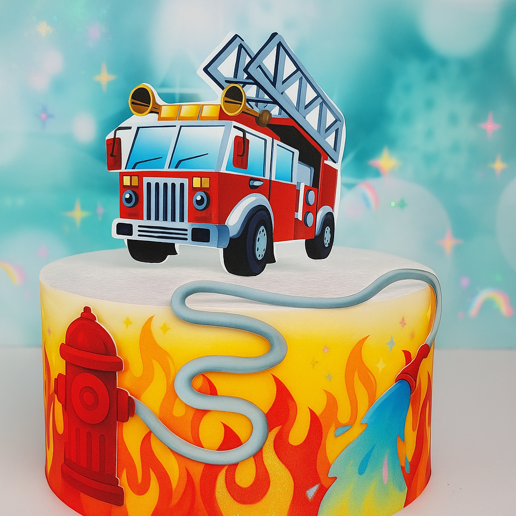 🚒 Essbarer Cake Topper Feuerwehrauto – perfekte Tortendeko für Feuerwehrfans