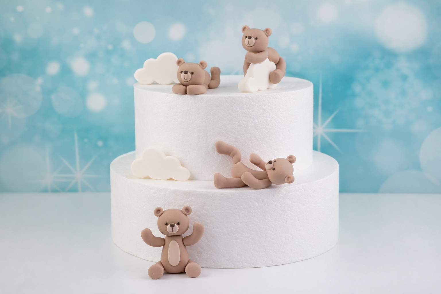 Tortenfiguren-Set Bären – handgefertigte Tortendeko für Kindergeburtstag & Babyfeiern