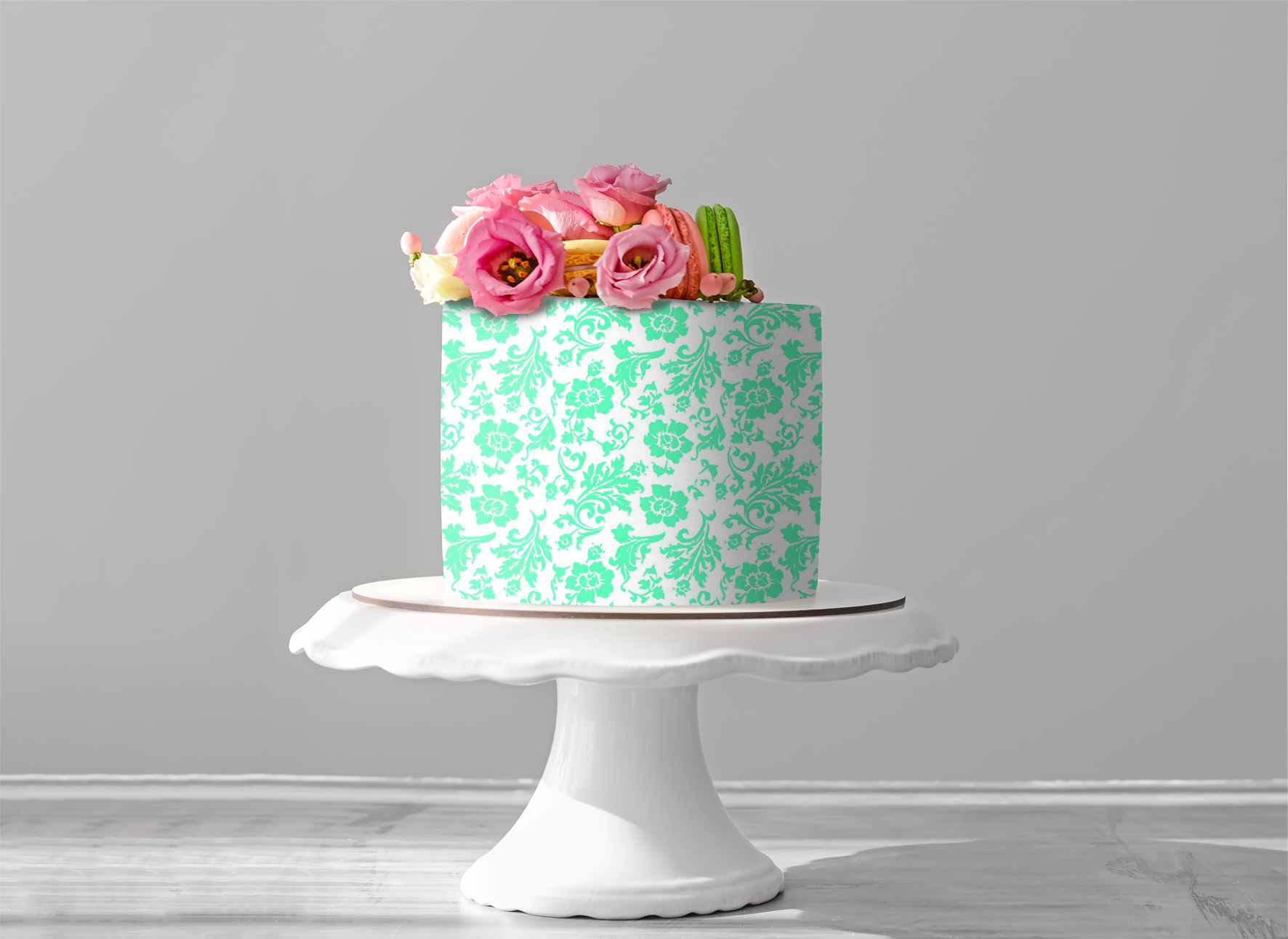 Deko Fondant | Blumen türkis
