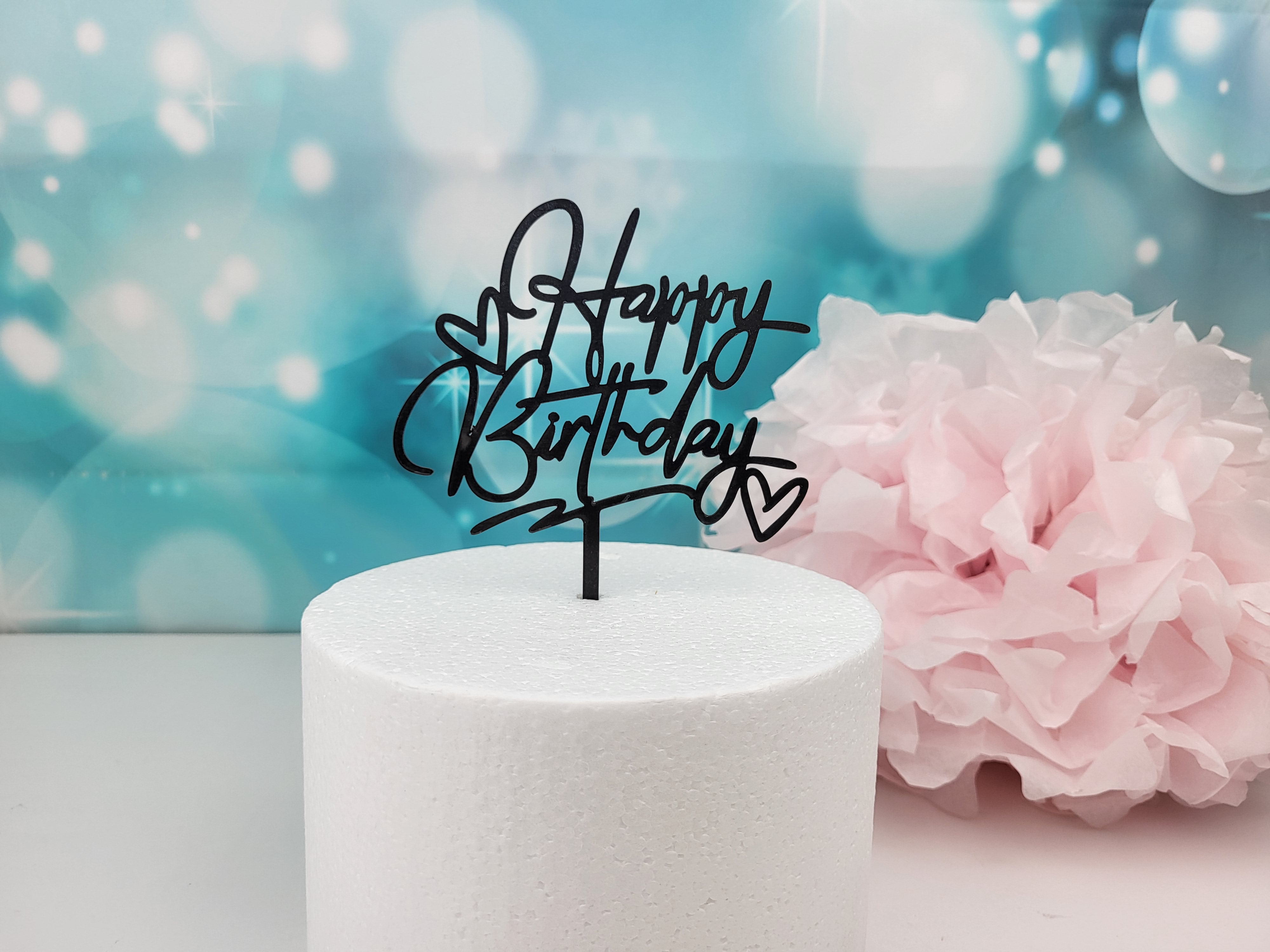 Cake Topper Happy Birthday schwarz