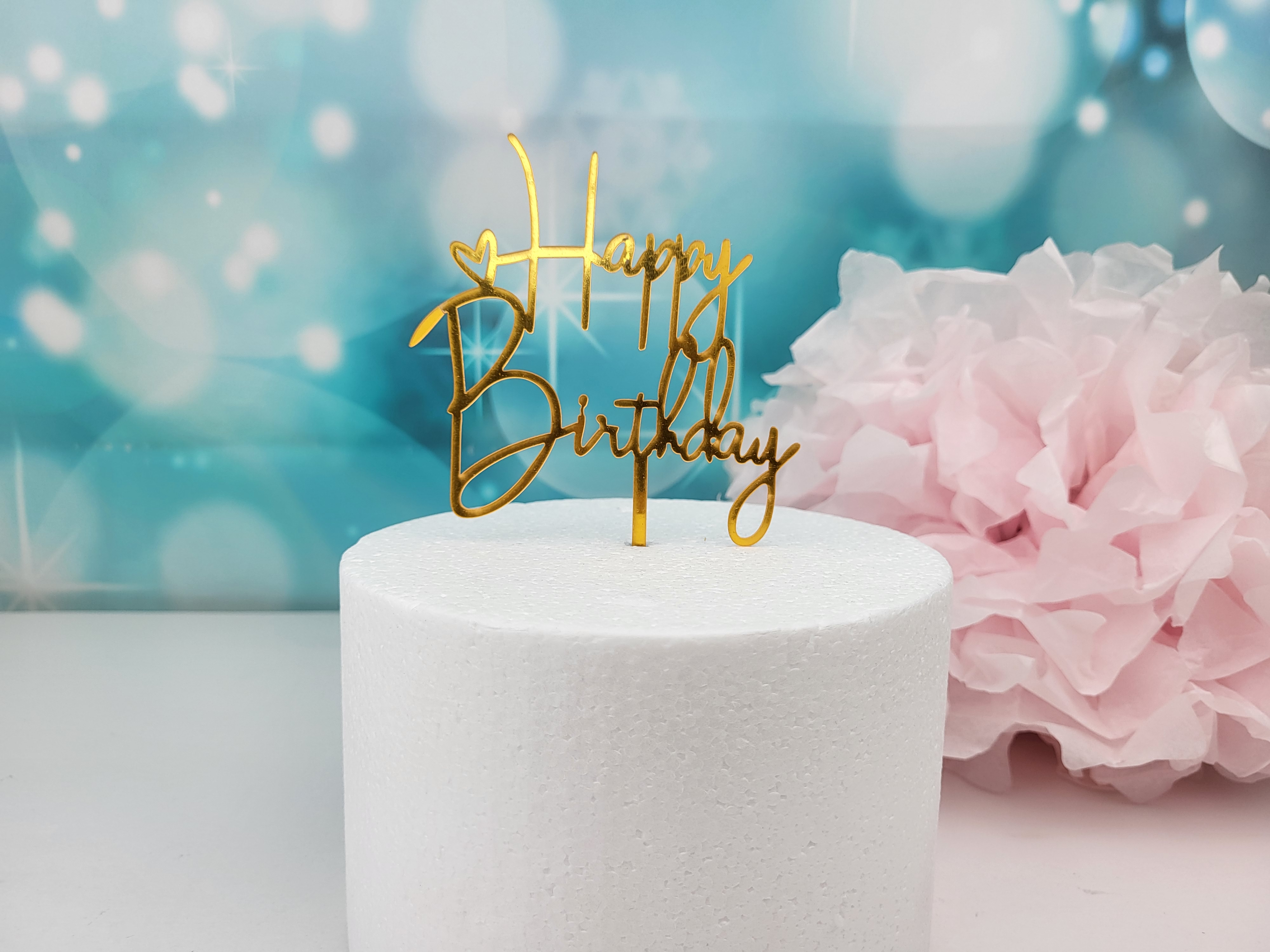 Cake Topper Happy Birthday gold T2