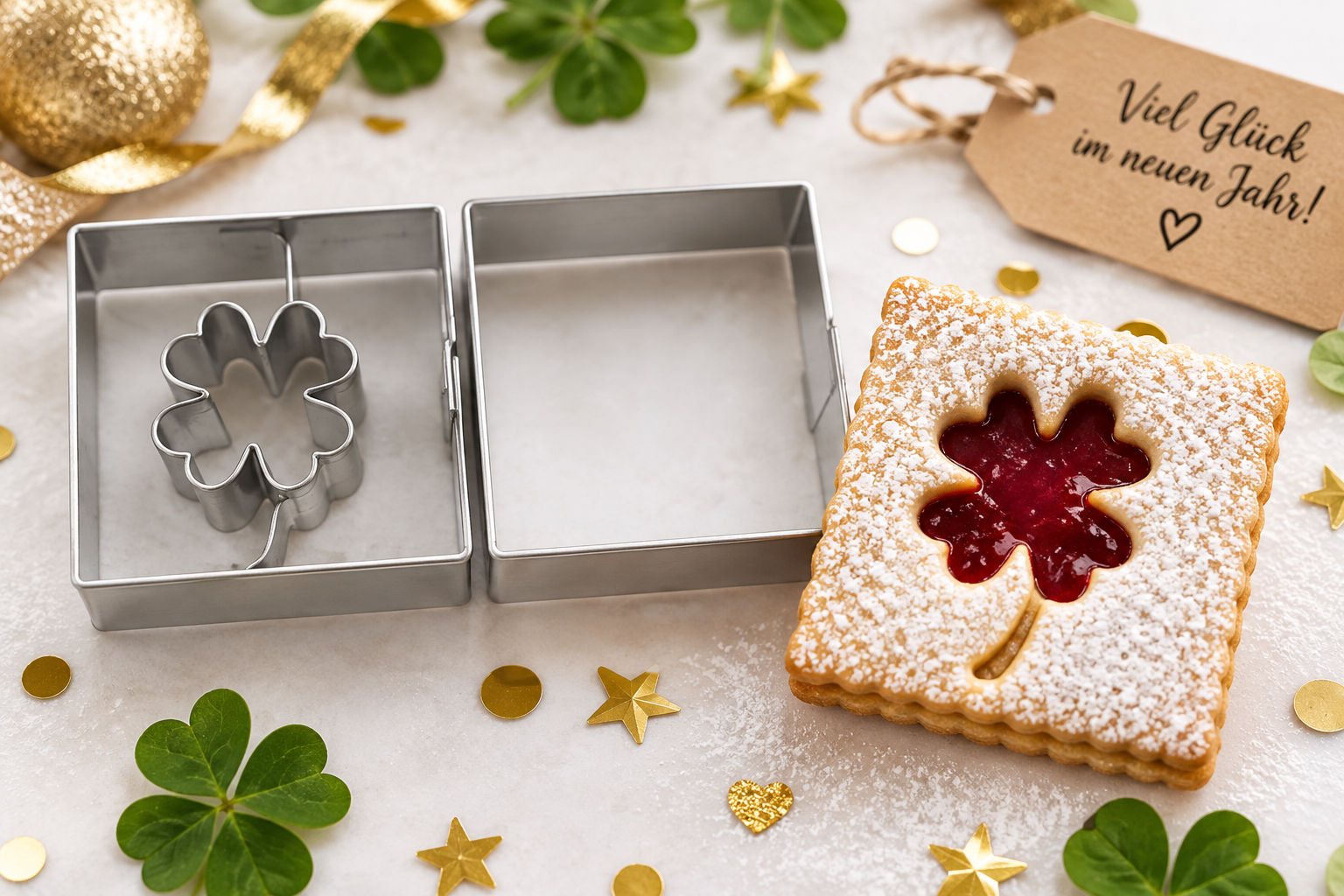 Linzer Ausstecher Quadrat mit Kleeblatt, 2-teilig – 3,5 cm A56