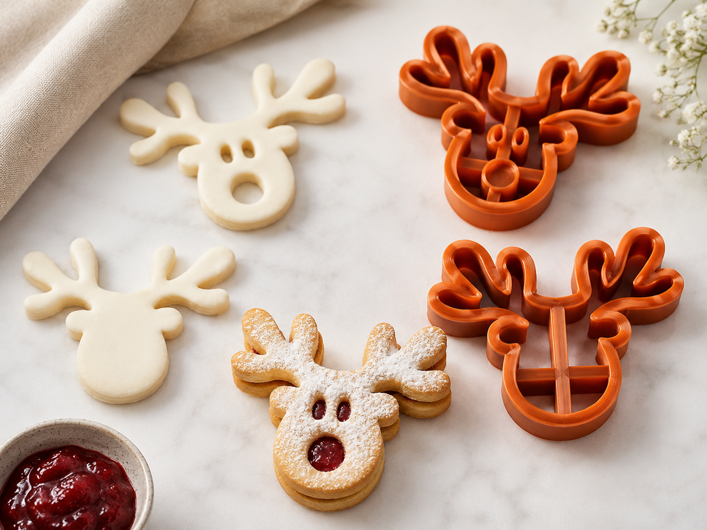 Linzer Ausstecher Rentier Rudolph, 2-teilig – ca. 6 cm A49