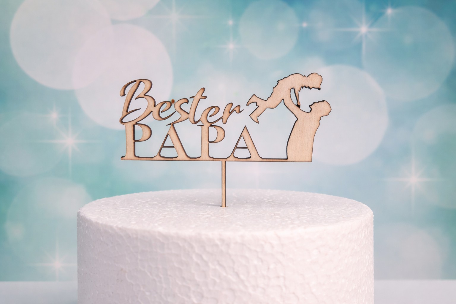 Cake Topper Bester Papa aus Holz – Tortendeko zum Vatertag oder Geburtstag – Caketopper Papa T3
