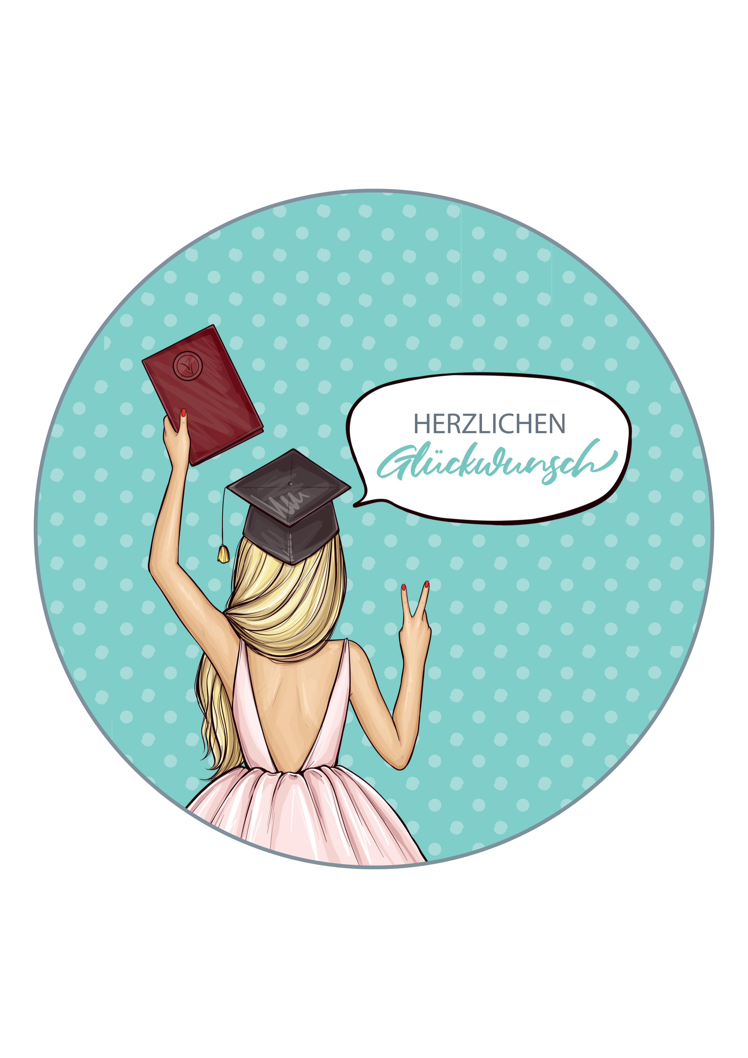Tortenaufleger "Herzlichen Glückwunsch" für Sponsion Matura Abitur