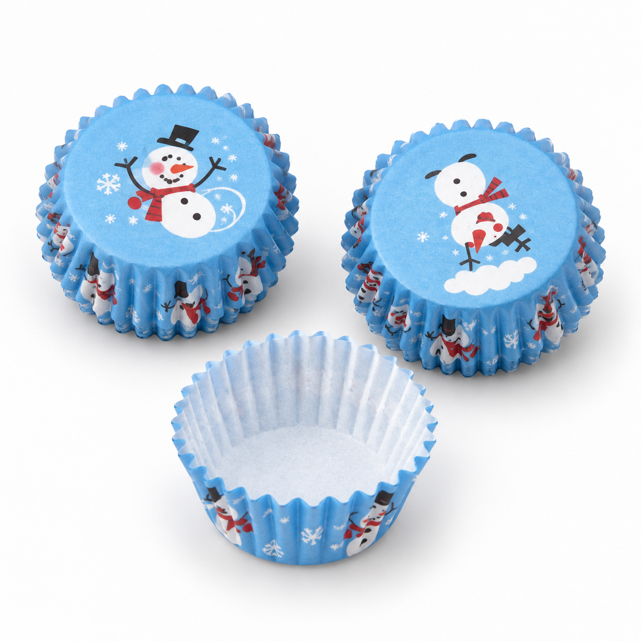 Mini-Papierbackförmchen Schneemann 3 cm – 50 Stück