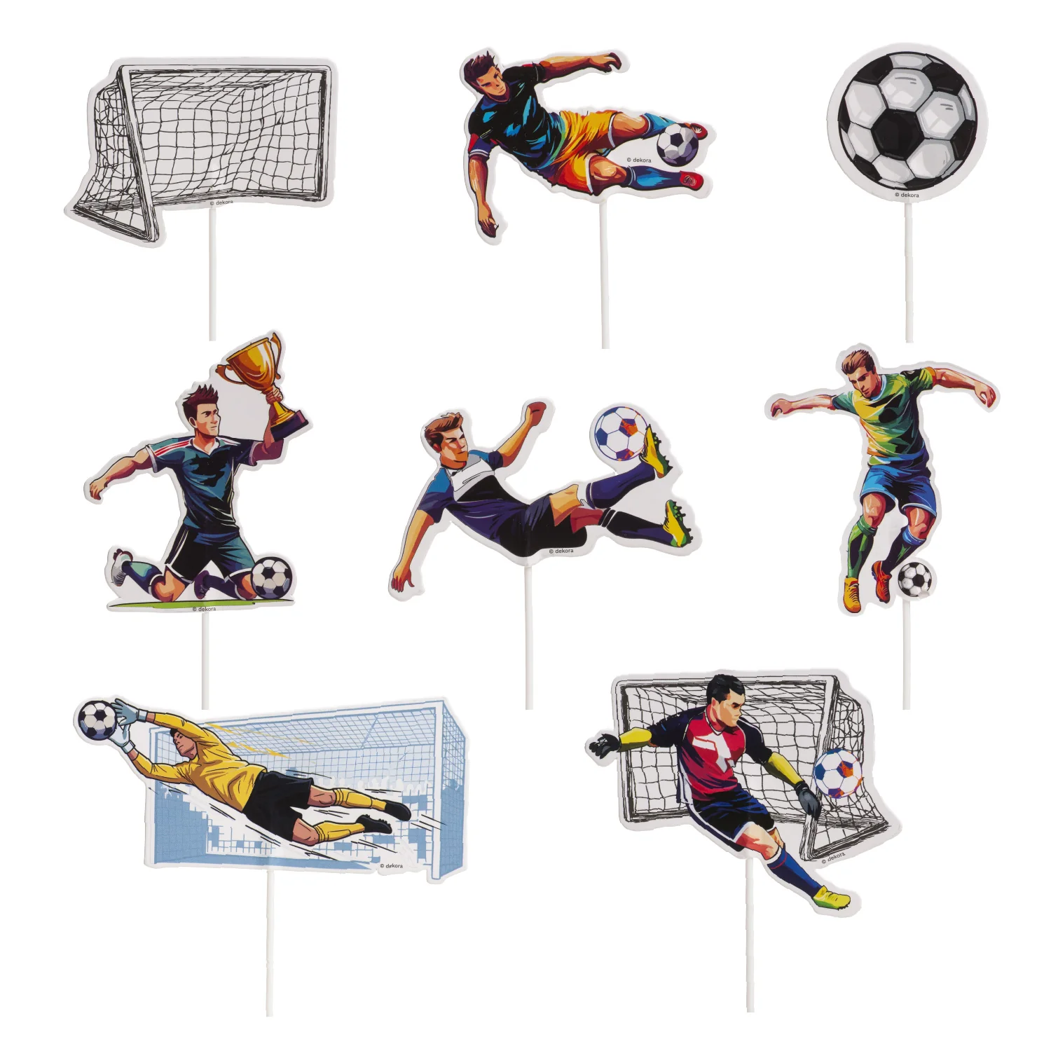 Fußball Caketopper 16 Stück – Papier Tortenstecker für Geburtstag, Fußballparty & Cupcakes