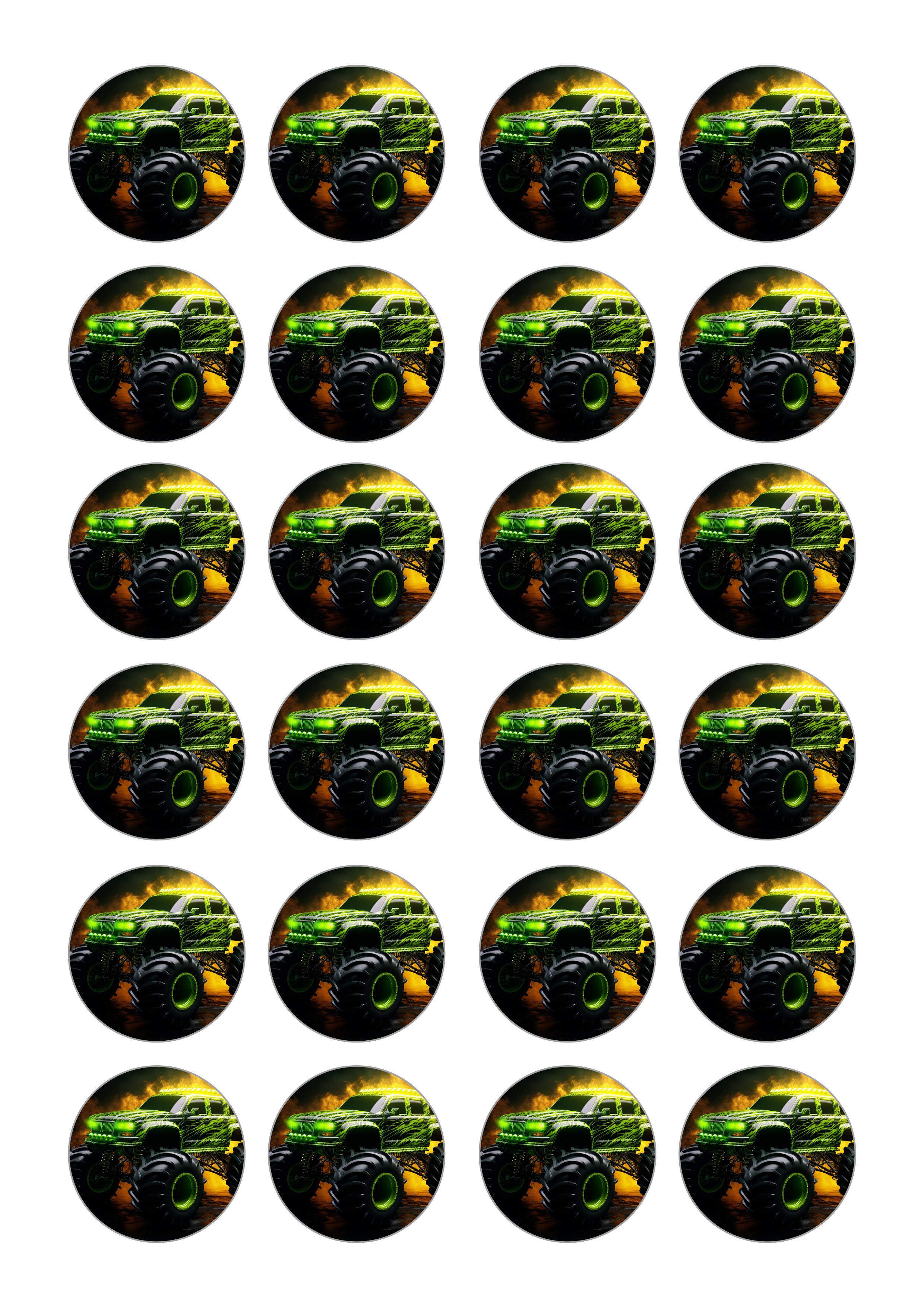 Essbare Muffinaufleger mit Monstertruck-Motiv für Cupcakes und Muffins