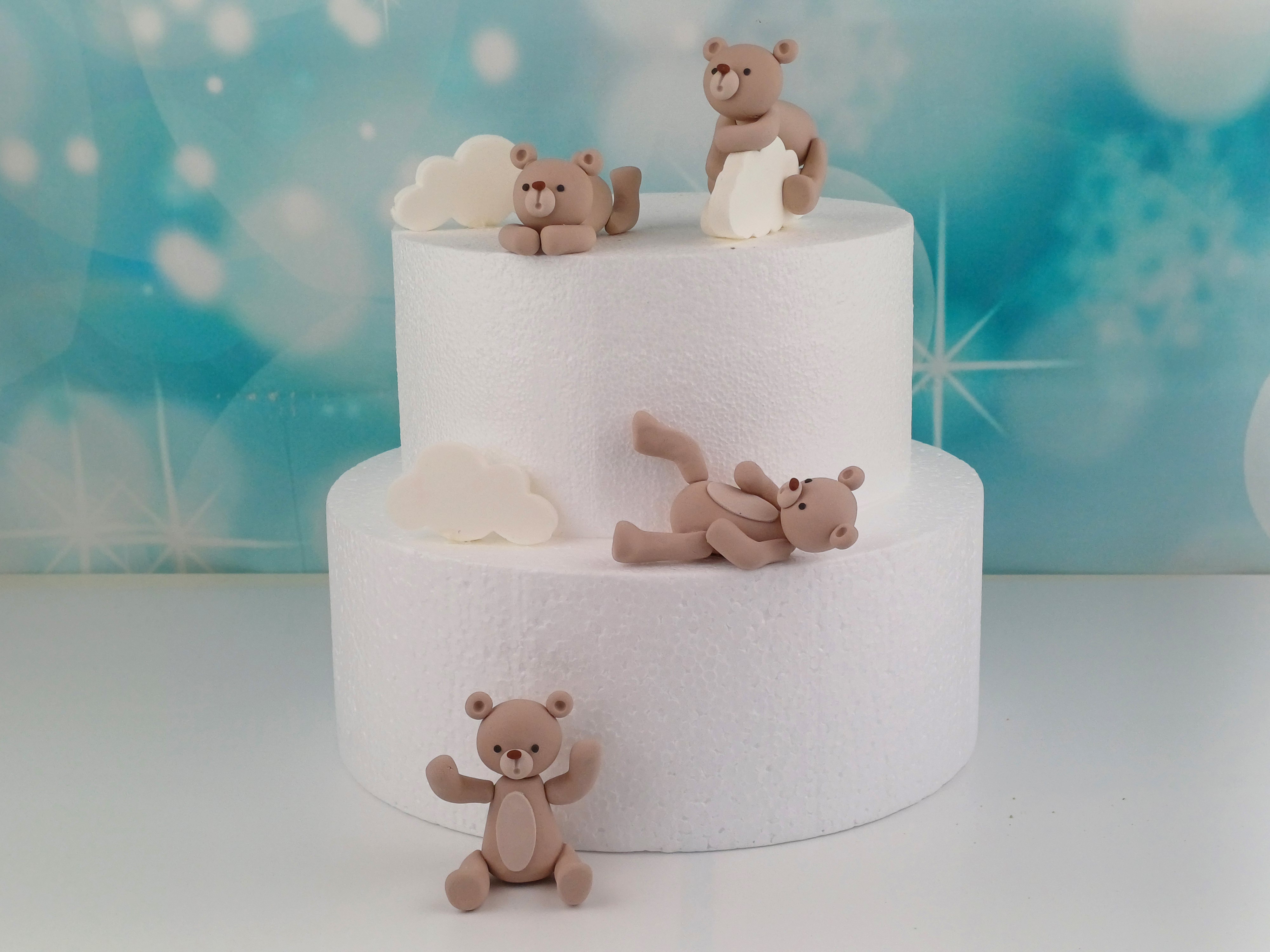 Tortenfiguren-Set Bären – handgefertigte Tortendeko für Kindergeburtstag & Babyfeiern