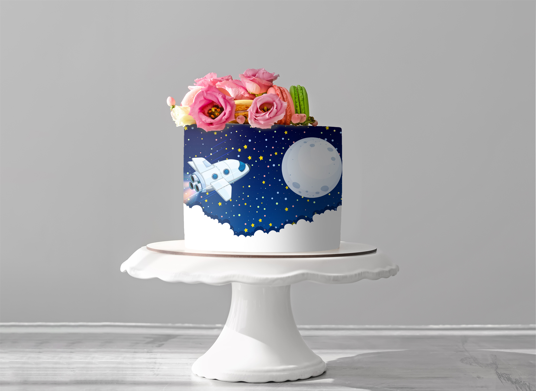 Deko Fondant Weltraum Rakete