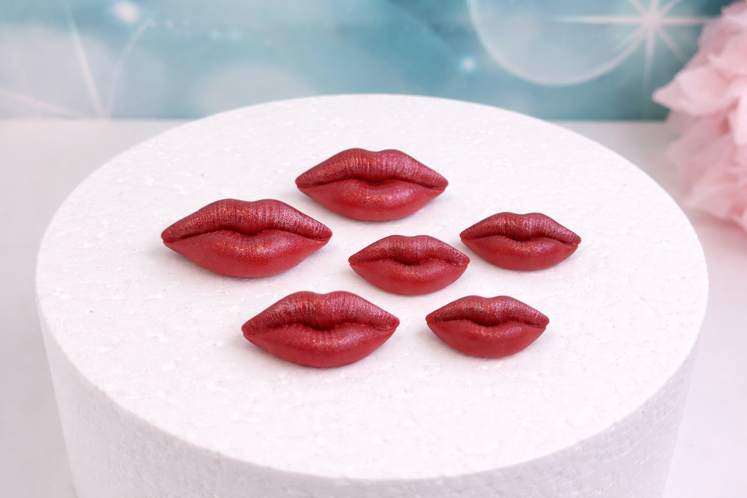 Essbare Fondant-Lippen – 6er-Set in Rot für Torten & Cupcakes