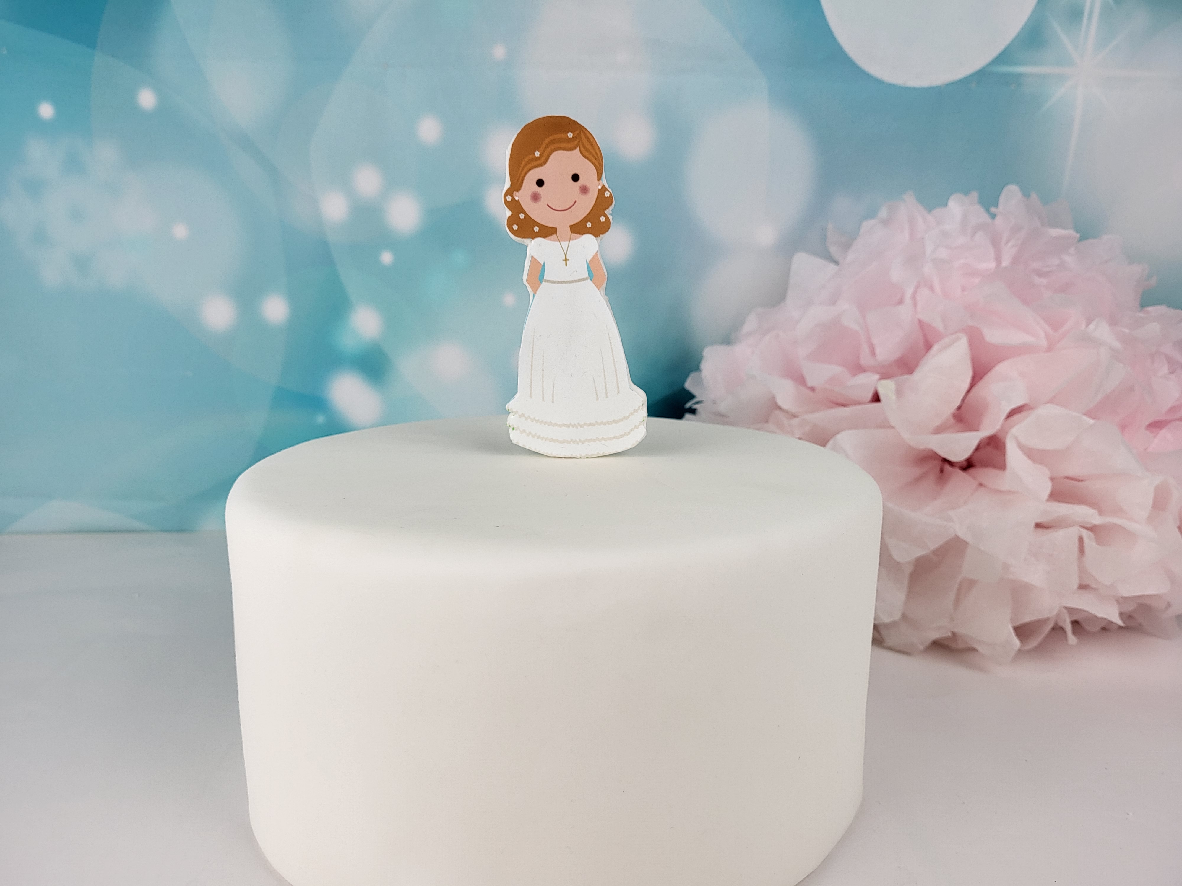 Essbarer Cake Topper Erstkommunion Mädchen – festliche Tortendekoration