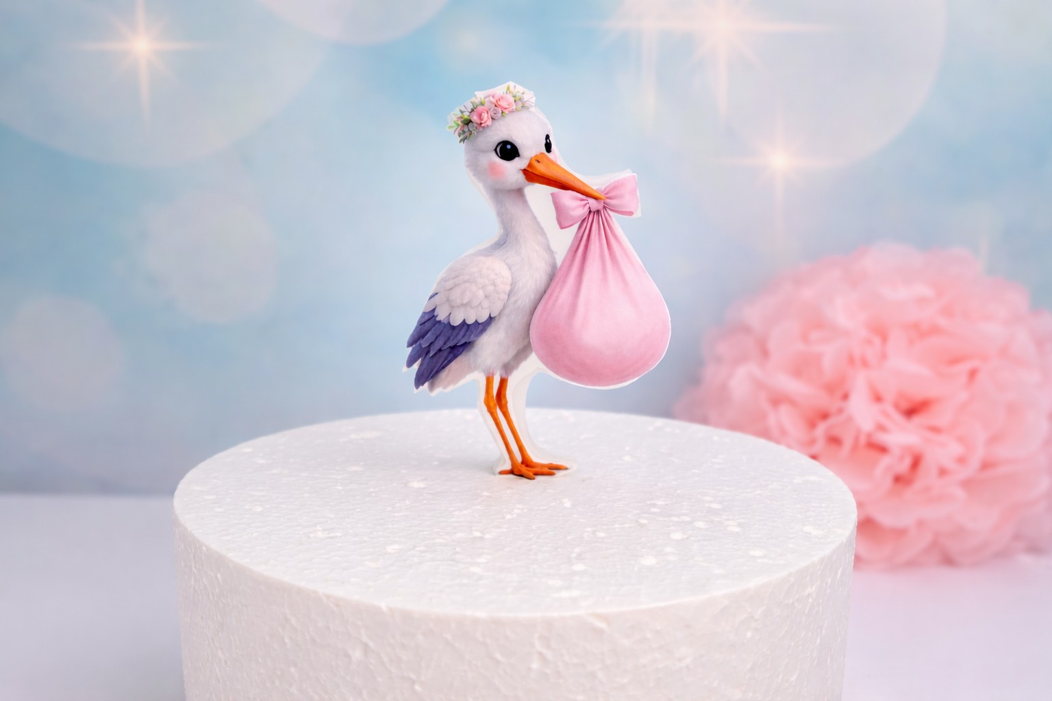 Storch Cake Topper aus Fondant