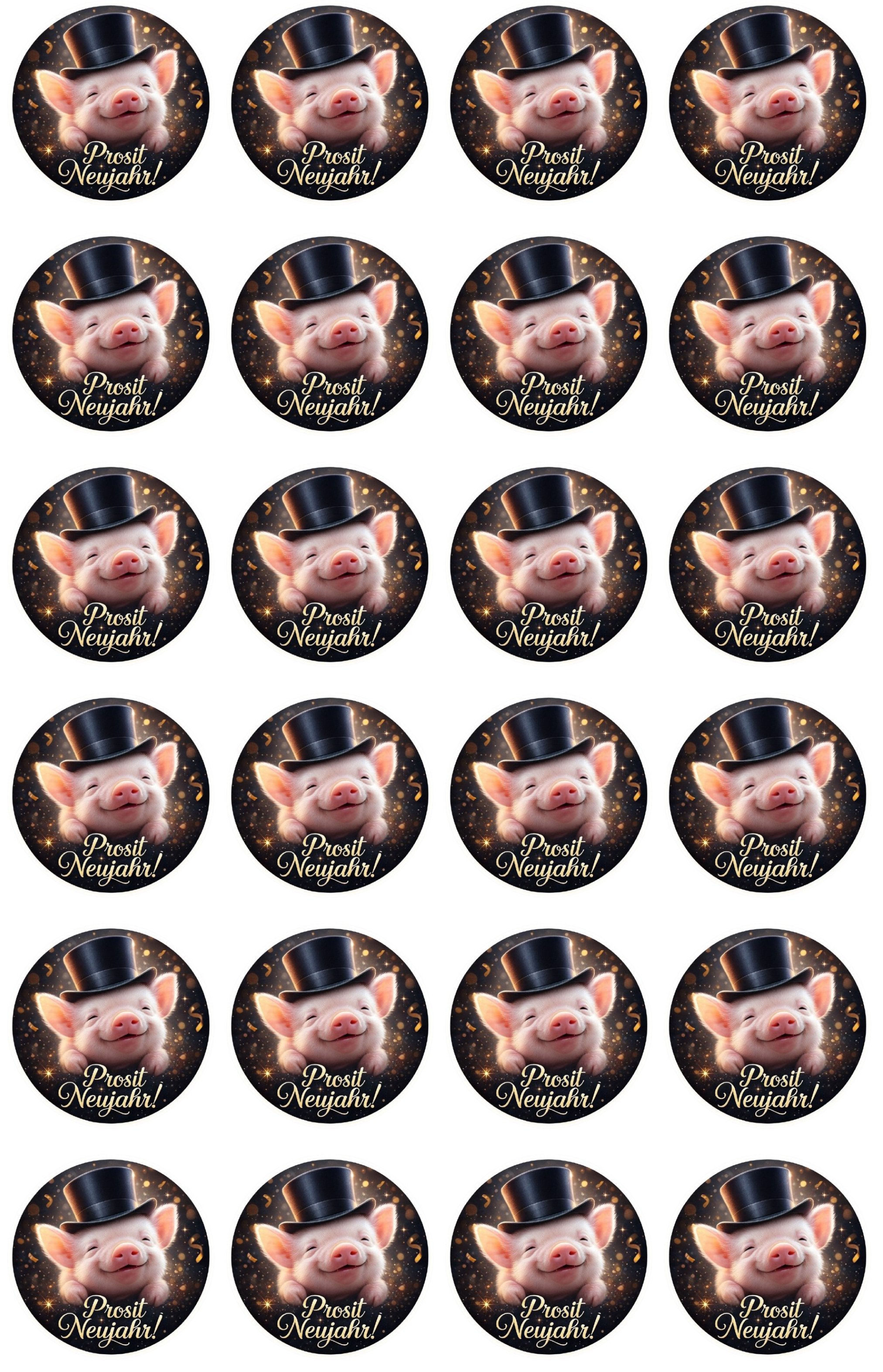 Keksaufleger „Prosit Neujahr“ – Schwein mit Zylinder