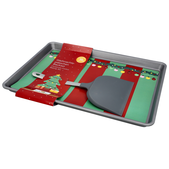 Weihnachts-Plätzchen Back-Set 2-teilig – Backblech mit Heber