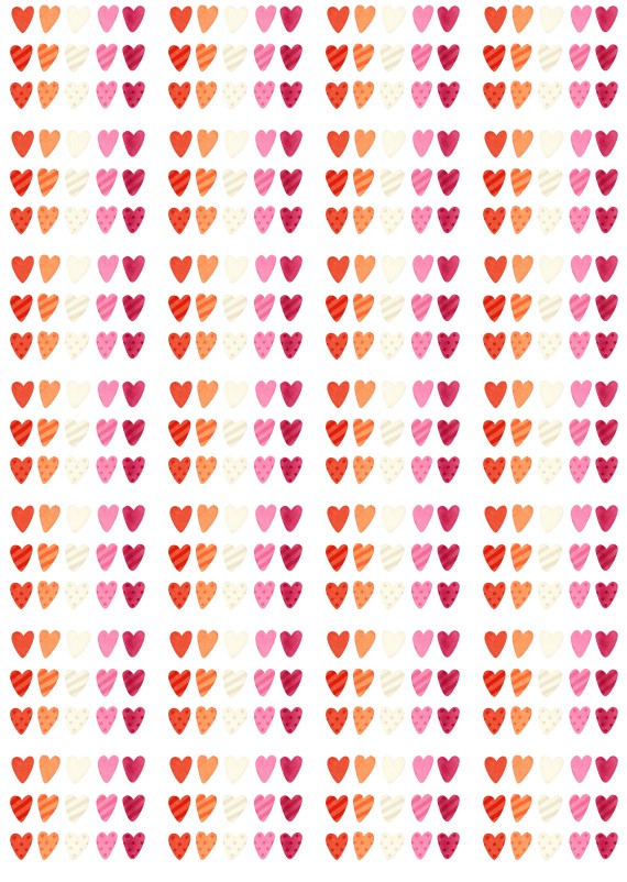 Schokoladen Transferfolie Abziehfolie Herzen Orange/Pink