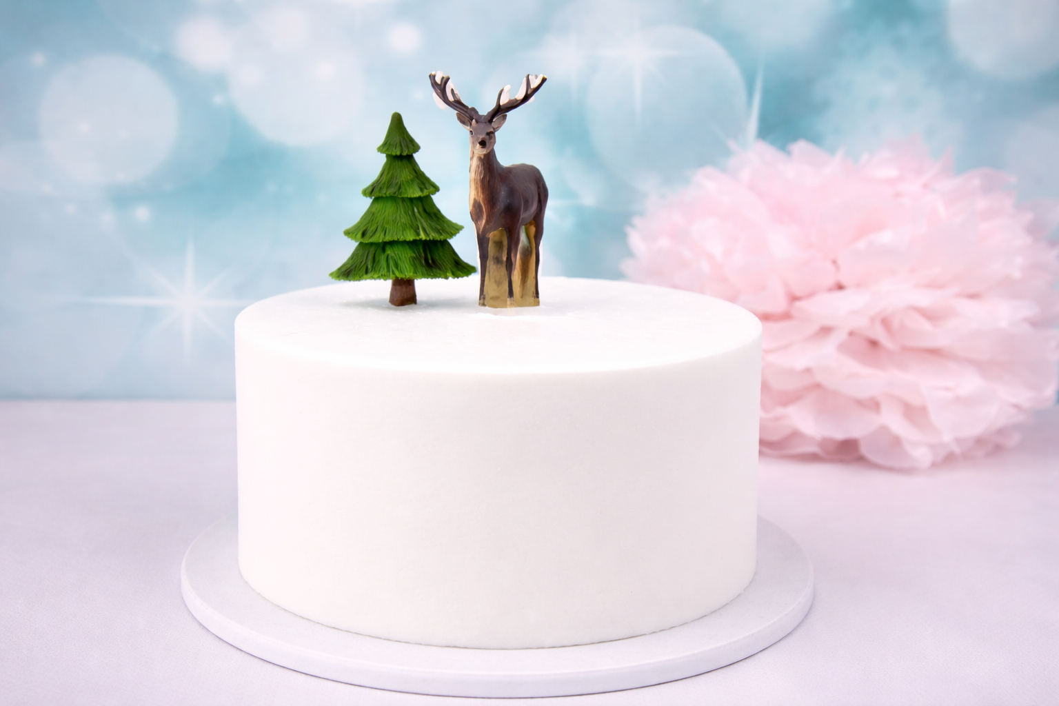 🦌 Cake Topper Hirsch mit Baum – Handgefertigte Wald- & Natur-Tortendeko
