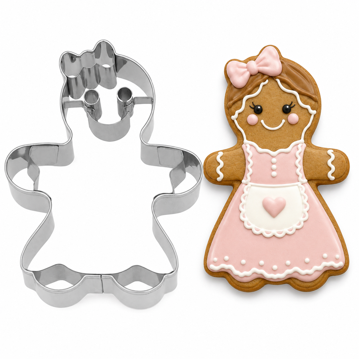 Ausstecher Lebkuchenfrau mit Prägung 8 cm – Edelstahl  A98