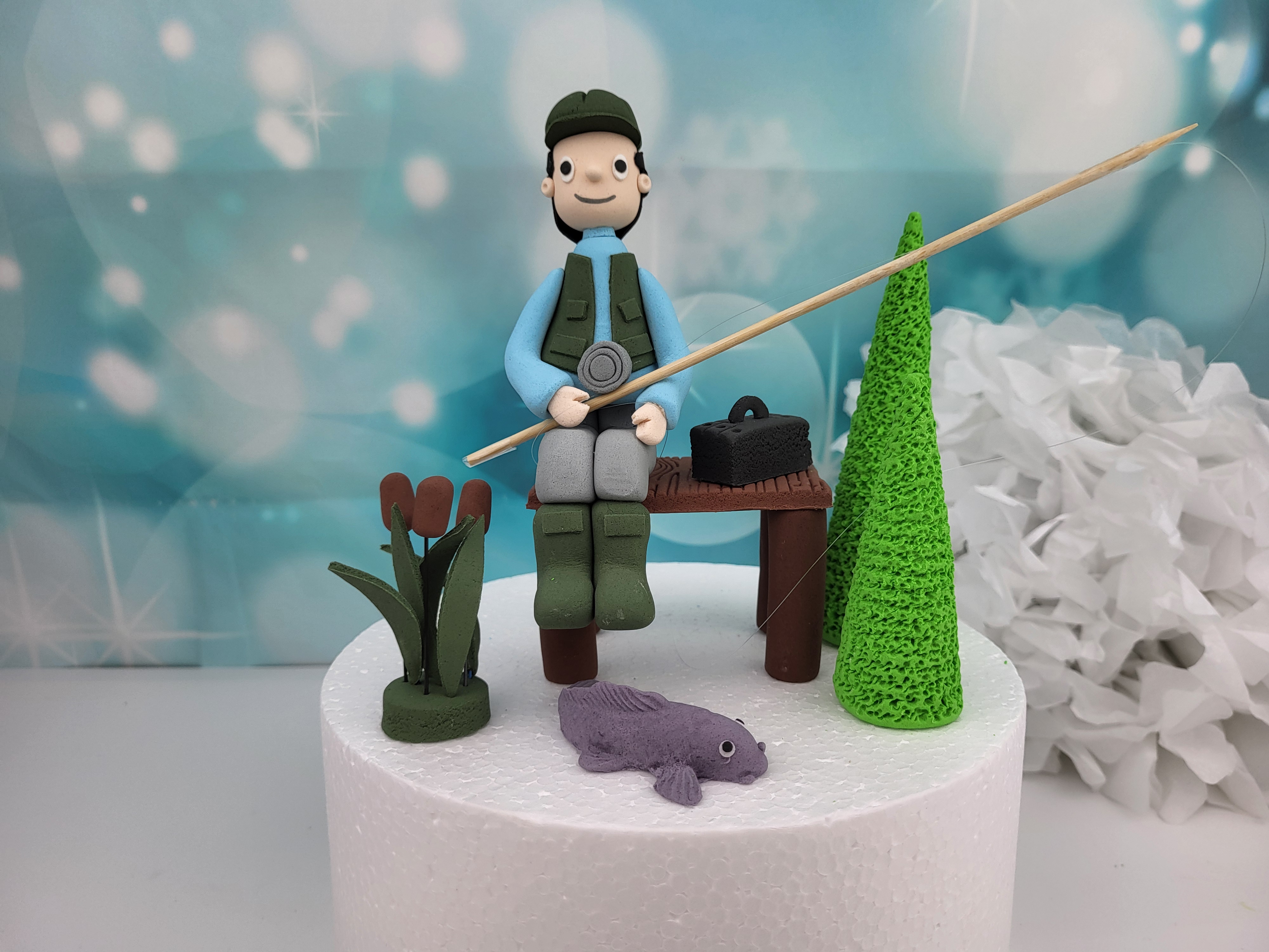 Zuckerfigurenset Angler/Fischer handgemacht